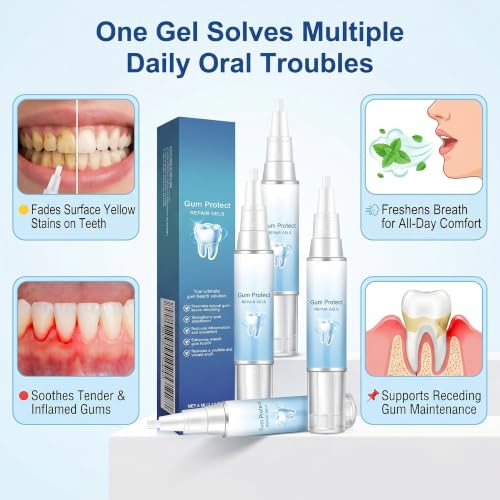 4Pcs Gum Repair Gel for Receding Gums & Oral Comfort, Gentle Dental Gel for Daily Gum Health & Enamel Care, Professional Gum Support Formula, Teeth Whitening Essence Pen