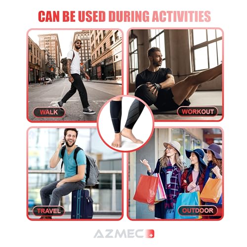 Azmec Compression Calf Sleeves Shin Splint Support, Leg Cramps, Leg Pain Relief, Running, Circulation and Recovery Unisex (1 Pair) Brace for Running, Nurses, Post Surgery, sports (Large) Large
