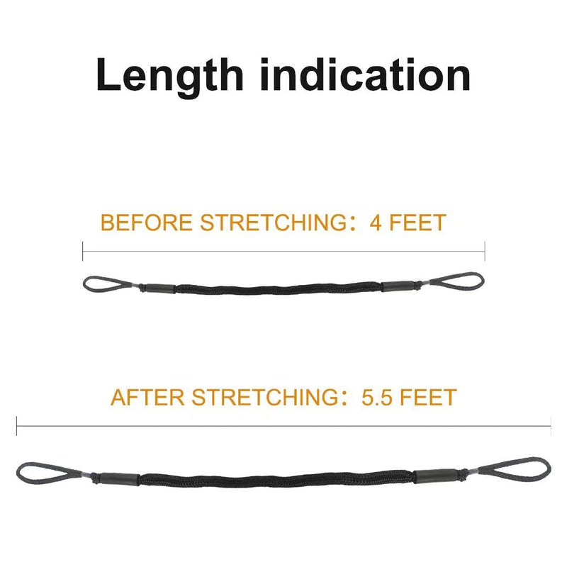 Bungee Dock Lines for Boat Shock Absorb Dock Tie Mooring Rope Boat Accessories 4-5.5 ft,4Pack (Black) - BeesActive Australia