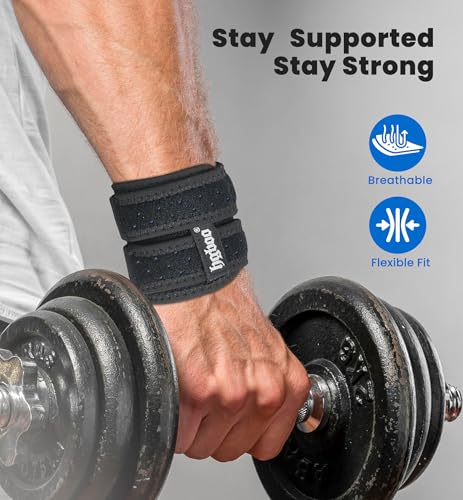 2-Pack TFCC Wrist Brace Support for Ulnar Pain, Carpal Tunnel & Tendinitis Relief, Dual Adjustable Straps Wrist Wrap, Breathable Comfortable Wrist Brace for Sports, Work & Daily Use (Black) Black