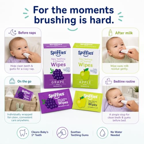 Xylitol Baby Tooth Wipes - Apple & Grape, Fluoride-Free, 60ct Combo 20 Count (Pack of 3)