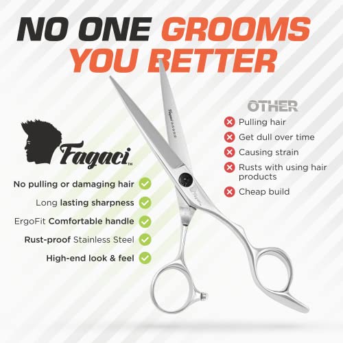 Fagaci Hair Cutting Scissors 6", Professional Hair Shears with Sharp Blades 6"