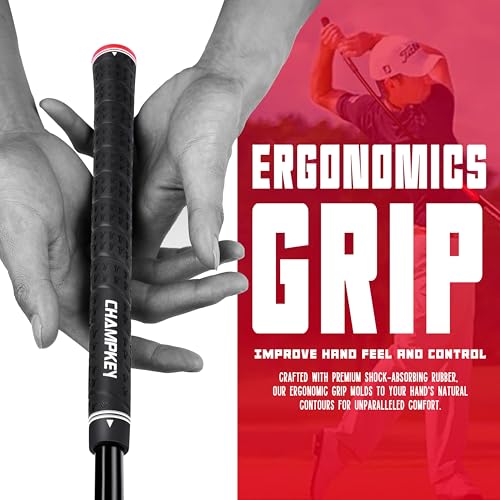 CHAMPKEY Professional Golf Swing Trainer with Customizable Size Grip - Come with 2 Golf Alignment Sticks - Choose Grip Size and Swing Training Aid Length Oversize （Grip Size） 40 Inches