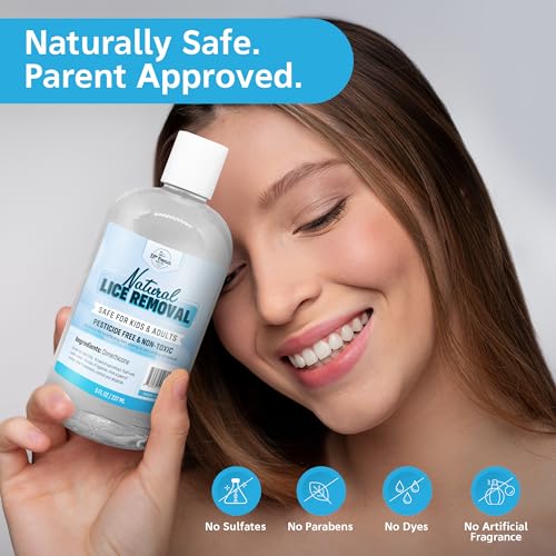 Safe Natural Lice Treatment for Kids & Adults w/ Lice Comb | Gentle, Non-Irritating Lice Shampoo That Kills Eggs and Lice on All Hair Types | Dimethicone Safely Suffocates | 8oz Treats 1-2 People
