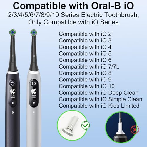 Qitizu Replacement Heads Compatible with Oral B iO Electric Toothbrush, Replacement Toothbrush Heads Fit for Oral-B iO 2/3/4/5/6/7/8/9/10 Series Toothbrush, 8 Packs (Black) Black 8 Count (Pack of 1)