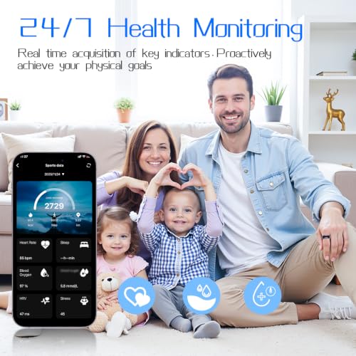 Smart Ring Fitness & Health Tracker with Display Screen for Men Women Rose Gold 9#