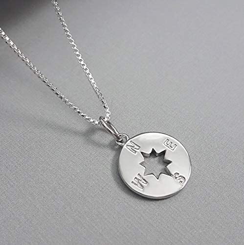 Alexandreasjewels Sterling Silver Compass Necklace, Best Friend Gift Necklace, A True Friendship Necklace, Compass Necklace for Women, 18 inches