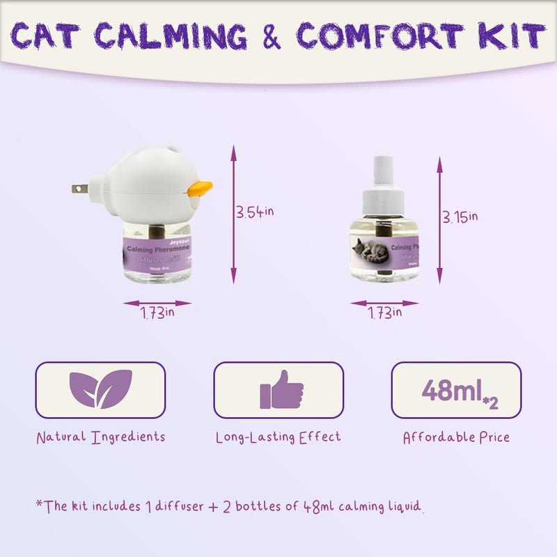 Cat Calming Pheromone Diffuser Kit, Cat Pheromones Calming Diffuser with 2 Refills, Advanced Support to Help Reduce Fighting, Urine Spraying, Alone Anxiety & Groom Stress, 30 Days Per Vial 3