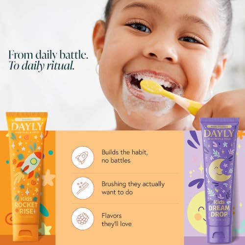 DAYLY Kids AM/PM Toothpaste Bundle, Nano Hydroxyapatite, Pack of 2 Kids Ritual