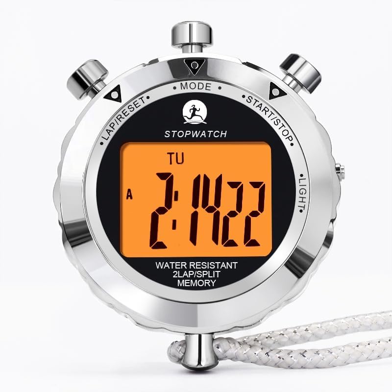 Stopwatch Timer, Digital Stop Watch with 0.01second & 0.001second Timing, Metal 10/100/400 Laps Memory, Rolilink Large dispaly Alarm Clock for Coach Sports Running Marathon 2 Lap With Backlight-metal - BeesActive Australia