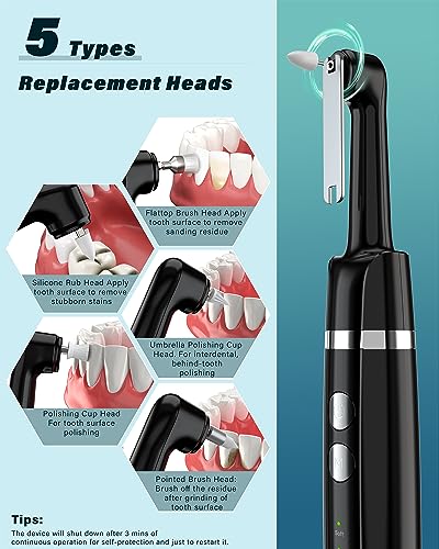 Tooth Polisher, Rechargeable Tooth Whitening Kit for Teeth Cleaning Black