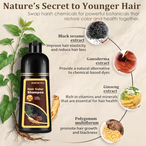 Callmynm Dark Brown Hair Dye Shampoo, 100% Gray Coverage Hair Color Shampoo