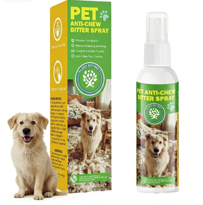 Bitter Apple Spray for Dogs to Stop Chewing - Effective No Chew Spray for Dogs & Cats - Natural Sour Apple Spray -Professional Anti Chew Training Deterrent- 4oz (120ml)