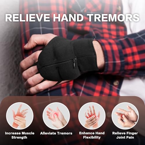Weighted Gloves for Tremors-Adjustable Hand Gloves Stability Aid for Parkinson's Hand Tremors, Enhanced Grip & Writing Support for Elderly X-Large Right Hand