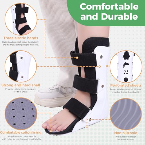 Pediatric Walking Boot For Kids,Fracture Boot for Kids, Orthopedic Support Shoe for Youth Ankle Break Injury, Kid's Stress Metatarsal Bone Fracture, Broken Foot or Toe Recovery Cast, Right(M) Medium