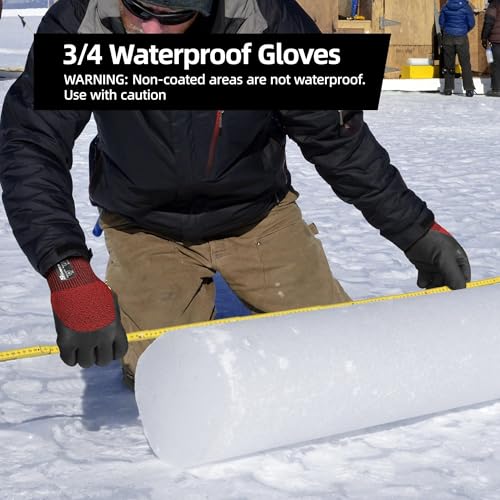 Schwer 3 Pairs Winter Work Gloves, 3/4 Double-Dipped Coating, CR3313, M Black-red Medium