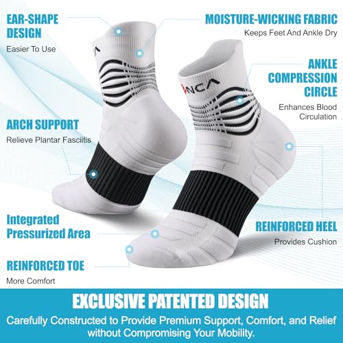 NEENCA Professional Compression Socks, Medical Athletic Ankle Socks for Injury Recovery & Pain Relief, Sports Protection, Circulation —1 Pair, 20-30 mmhg White Small