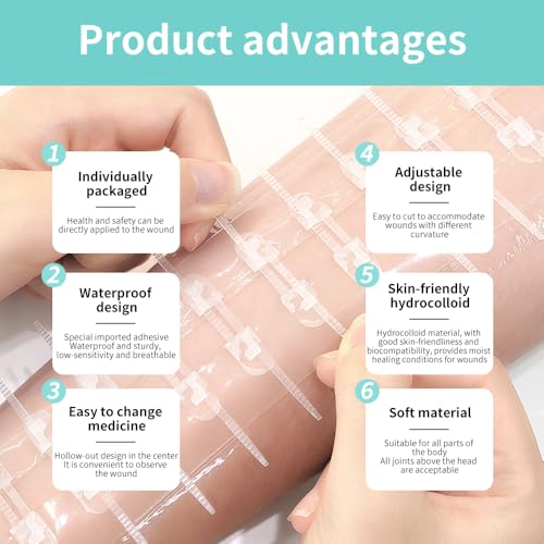 Hydrocolloid Wound Zipper Wound Closure Strips Zip Stitch Sutures Butterfly Bandaids Emergency Laceration Closure Kit for Lacerations Incisions Cuts（5x7cm）