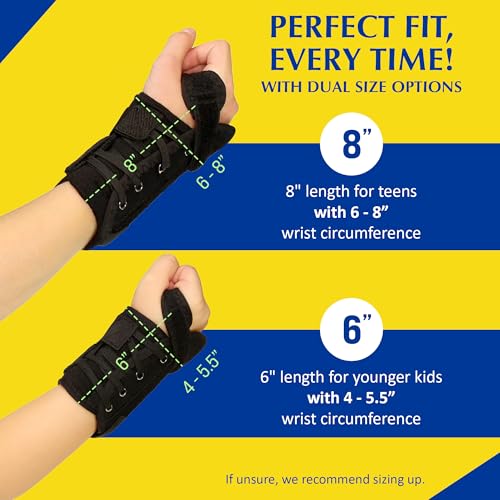 Brace Direct Kids Lace-up Wrist Brace for Carpal Tunnel, Tendonitis, Sprain Right 6"