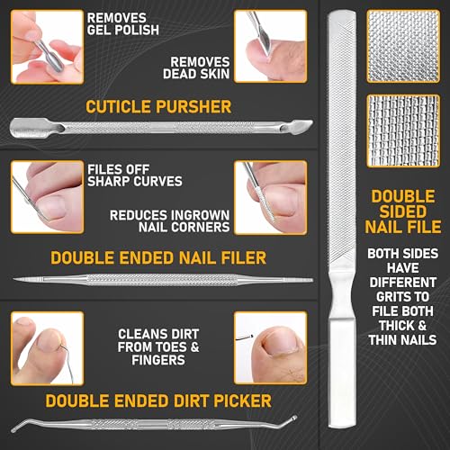 Toenail Clippers for Seniors Thick Toenails- Heavy Duty Podiatrist Ingrown Toe Nail Cutter for Men, Professional & Adults - Easy Grip Handle Stainless Steel (Extra Large, 10, Count) Pack 2