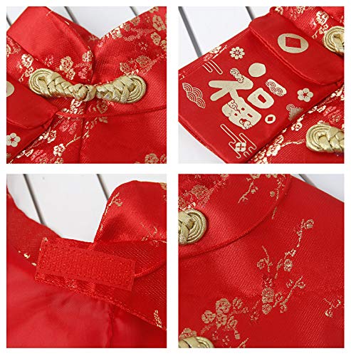 Cat Clothes,New Year's Cloak Dog Clothes Red Pet Cheongsam Cloak Clothes for Cats Small Dogs Puppy(Red,L) L - BeesActive Australia
