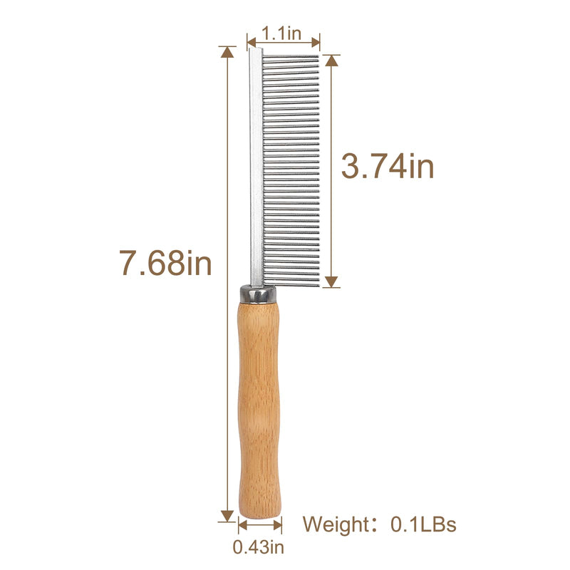 Grooming Comb for Pets 2pcs Solid Wood Cat&Dog Combs Stainless Steel Pin Teeth Wooden Handle for Removing Tangles and Knots Cat Flea Comb for Long Short Hair Fur Brush Tool - BeesActive Australia