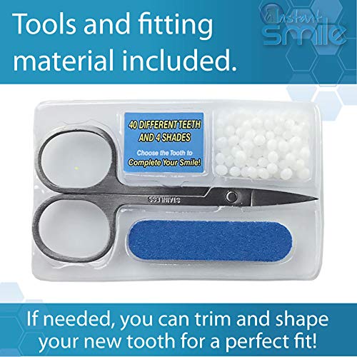 Instant Smile Complete Your Smile Temporary Tooth Replacement Kit - Replace a Missing Tooth in Minutes - Patented 40 Piece Assortment