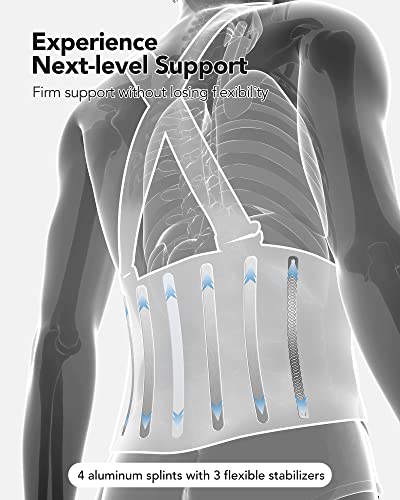 Back Brace for Heavy Lifting for Men Women Lower Back with Reflective Belt and 7 Splints, Ultra-thin Mesh Fabric, Back Brace for Posture Men Women, Perfect for Work Outdoor Running Motorcycle Black S