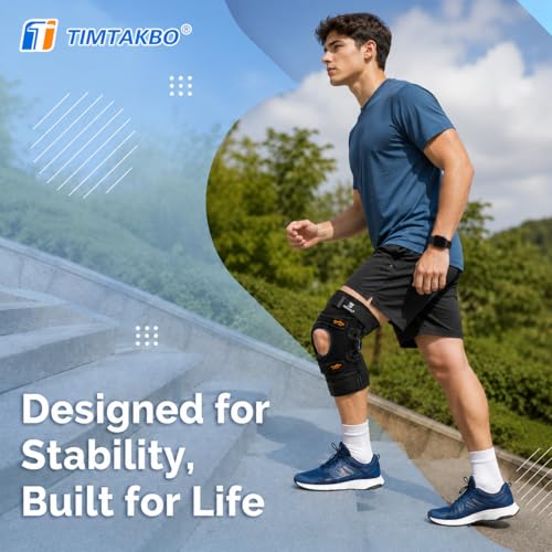 TIMTAKBO Medium Hinged Knee Brace With Side Stabilizers for Men Women Black