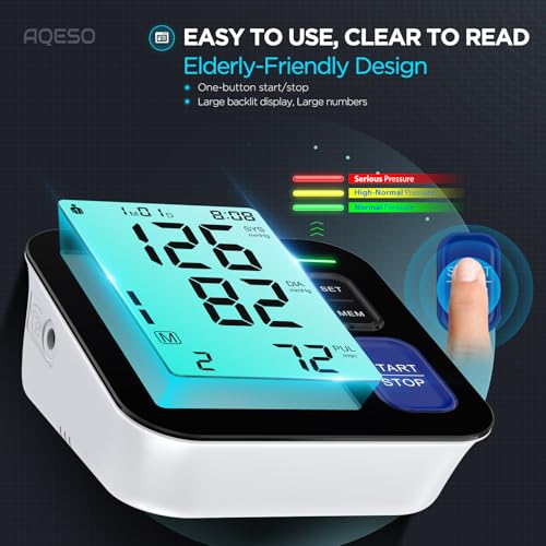 Upper Arm Blood Pressure Machine - 3 Size Cuffs, Small 7"-9", Medium 9"-17" and Extra Large XL 13"-21" for Big Arms, Accurate Automatic Digital BP Machine for Home Use, Large Display, 3 Users Small, Medium/Large & XL Cuff Sizes