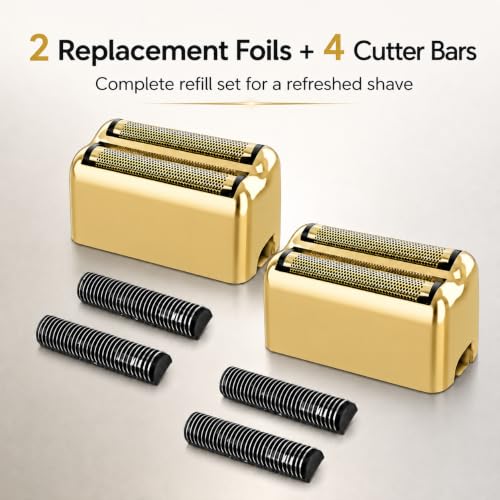 Replacement Heads Foil & Cutters Compatible with BaBylissPRO FXFS2 Shaver 2 gold