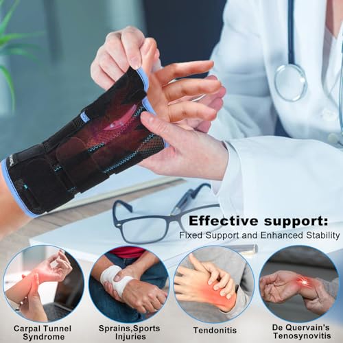 VISKONDA Wrist Brace with Thumb Spica Splint – Adjustable Wrist and Thumb Support Brace for De Quervain’s Tenosynovitis,Carpal Tunnel Syndrome,Arthritis,Tendonitis,Sprains,Sports Injuries(Left Hand,Large) Large Left Hands