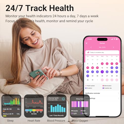 Trendia Smart Watches for Women, 1.83'' HD Fitness Tracker with Answer/Make Calls, Heart Rate/Sleep/SpO2 Monitor, 120+ Sport Modes, IP68 Waterproof, Compatible iPhone/Android Gold