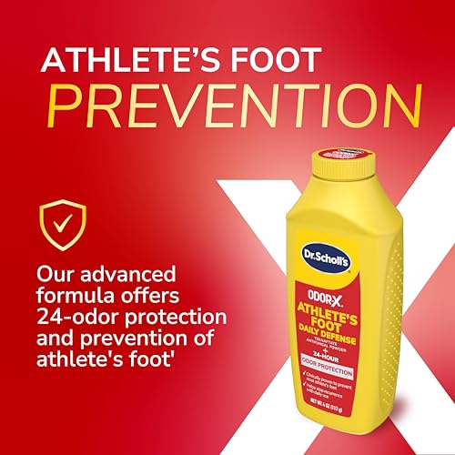 Dr. Scholl’s Odor-X Athlete’s Foot Daily Defense Powder - 24-Hour Odor Protection, Prevents Reoccurrence with Daily Use, Relief from Itching, Burning & Redness, Foot Health