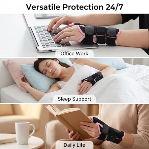 Thumb Support, Wrist and Thumb Brace, Adjustable Thumb Stabilizer Splint for Tendonitis, Arthritis, Sprain Pain Relief, Universal Fit for Hand（Left/L）