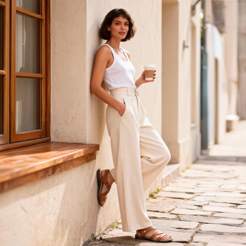 Rihero Women's Summer Orthopedic Arch Support Flat Sandals 10 Tan
