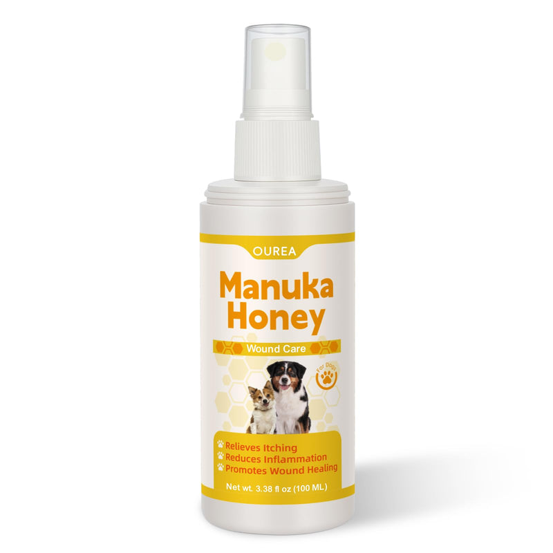 Manuka Honey for Dogs, Hot Spot & Wound Care Spray, Promotes Wound Healing, Soothes Itching & Inflammation, Natural Skin Care Spray for Dog, Safe, Easy to Use, 3.38 oz Bottle