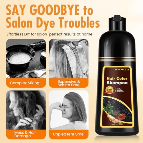Instant Dark Coffee Hair Dye Shampoo 3 in 1, Hair Color Dye for Men Women