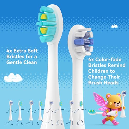 SEAGO Kids Electric Toothbrush, Pressure Sensor, Rechargeable, 8 Heads Red