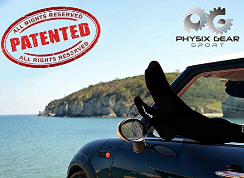 Physix Gear Compression Socks 20-30 mmHg - Men & Women - Running, Nurses, Shin Splints, Flight, Travel Black S/M