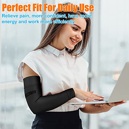 AMZAM Medical Compression Arm Sleeve for Women & Men Single Black (15-20 Mmhg) Medium (Single)