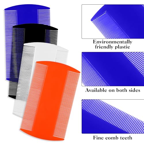 4 Pcs Lice Combs Double Sided Fine Tooth Comb Lice Comb For Dandruff Removal Thick Hair Tooth Head Nit Hair Combs For Adults Kids And Pet's Remove Head Lice Nits Fleas(4 Colors) Drak