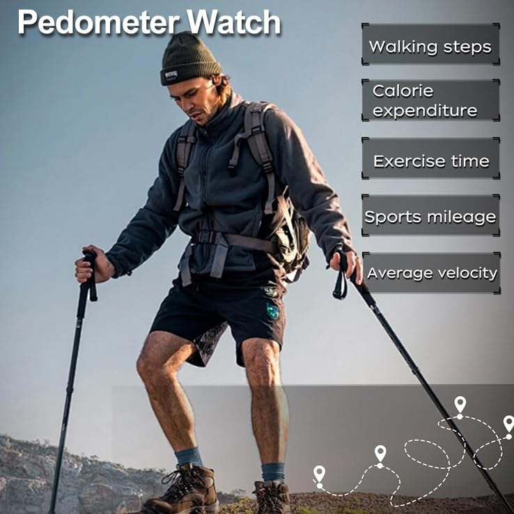 findtime Men's Digital Watch Pedometer Step Counter Watches Military Compass Waterproof Wrist Watch Tactical Sport Watch Calories Counter Pacer Running Wristwatch LED Light Stopwatch Countdown Green