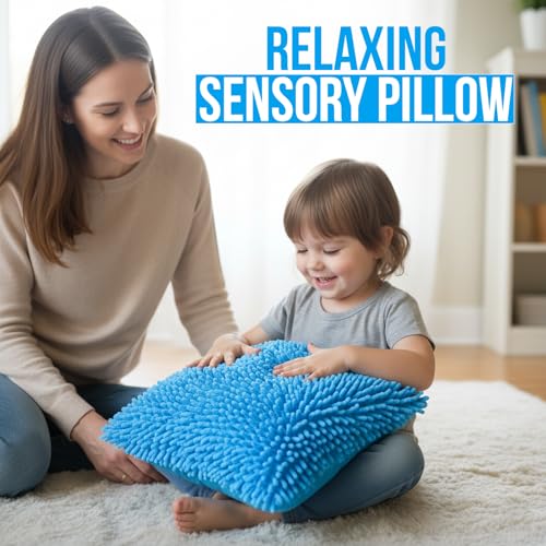 Vibrating Sensory Pillow for Kids, 12 x 12 Calming Minky Sequin Pillow