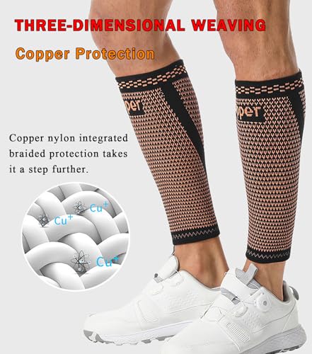 1 Pair Calf Compression Sleeve for Men and Women, Leg Compression Sleeve for Shin Splint Relief, Leg Cramps, Varicose Vein, Calf Support Sleeves for Running, Walking, Hiking (Brown, Large) Brown
