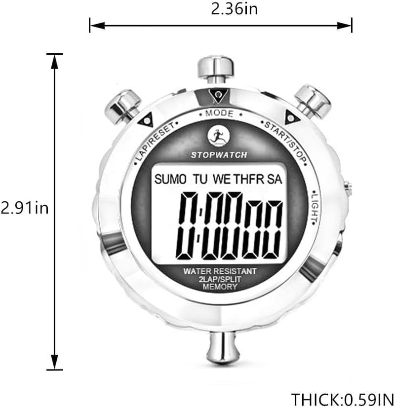 Stopwatch Timer, Digital Stop Watch with 0.01second & 0.001second Timing, Metal 10/100/400 Laps Memory, Rolilink Large dispaly Alarm Clock for Coach Sports Running Marathon 2 Lap With Backlight-metal - BeesActive Australia