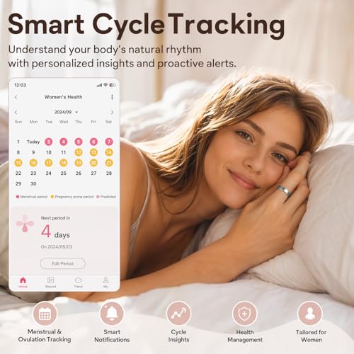 Smart Ring for Women Men Health Tracker - IP68 Waterproof Fitness Ring with Heart Rate/Blood Oxygen/Blood Pressure/Sleep Tracker/Step/Calories for iOS and Android,No Subscription Fee,Silver 12