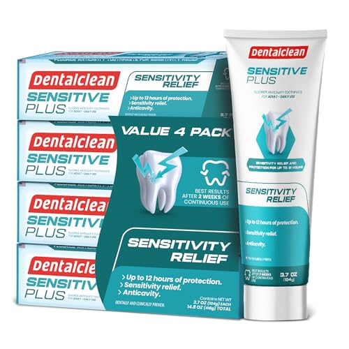 Dentalclean 3 White Strip Dental Floss 50m (Mint Flavor, Plaque Removal & Fresh Breath) + Pack of 4 Toothpaste Gel (Sensitivity Relief, Mild Mint Flavor, Enamel Protection, 3.7 oz)