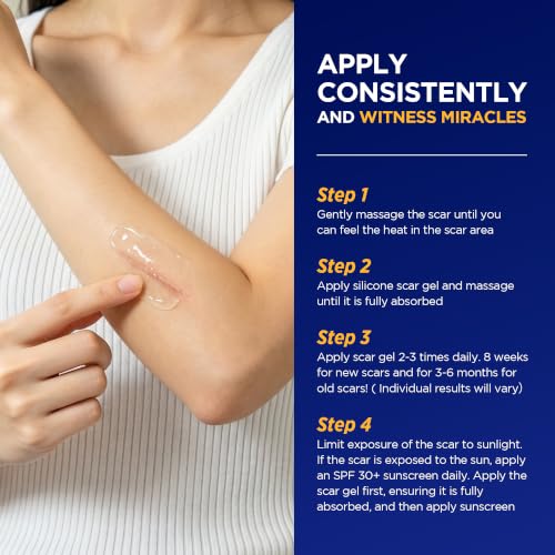 100% Silicone Scar Gel for Surgical Scars - Maximum Strength Silicone Scar Gel for C-Section, Plastic Surgery, Burns, Injury, Keloids, Hypertrophic & Old/New Scars - 2.12 oz (60g)