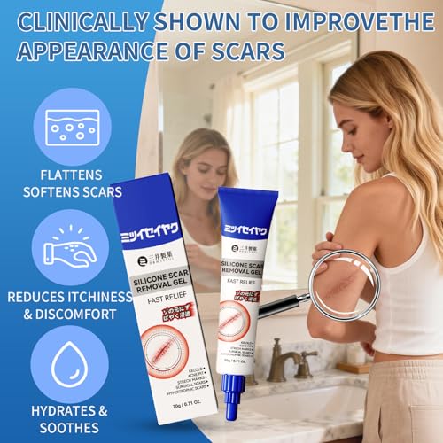 DRMITSUI Silicone Scar Gel for Old and New Scars, Scar Treatment for Acne Surgical Burn and Stretch Marks, Medical Grade Silicone Scar Gel, Fast Absorbing, 20g 0.71oz (Pack of 2) Pack of 2